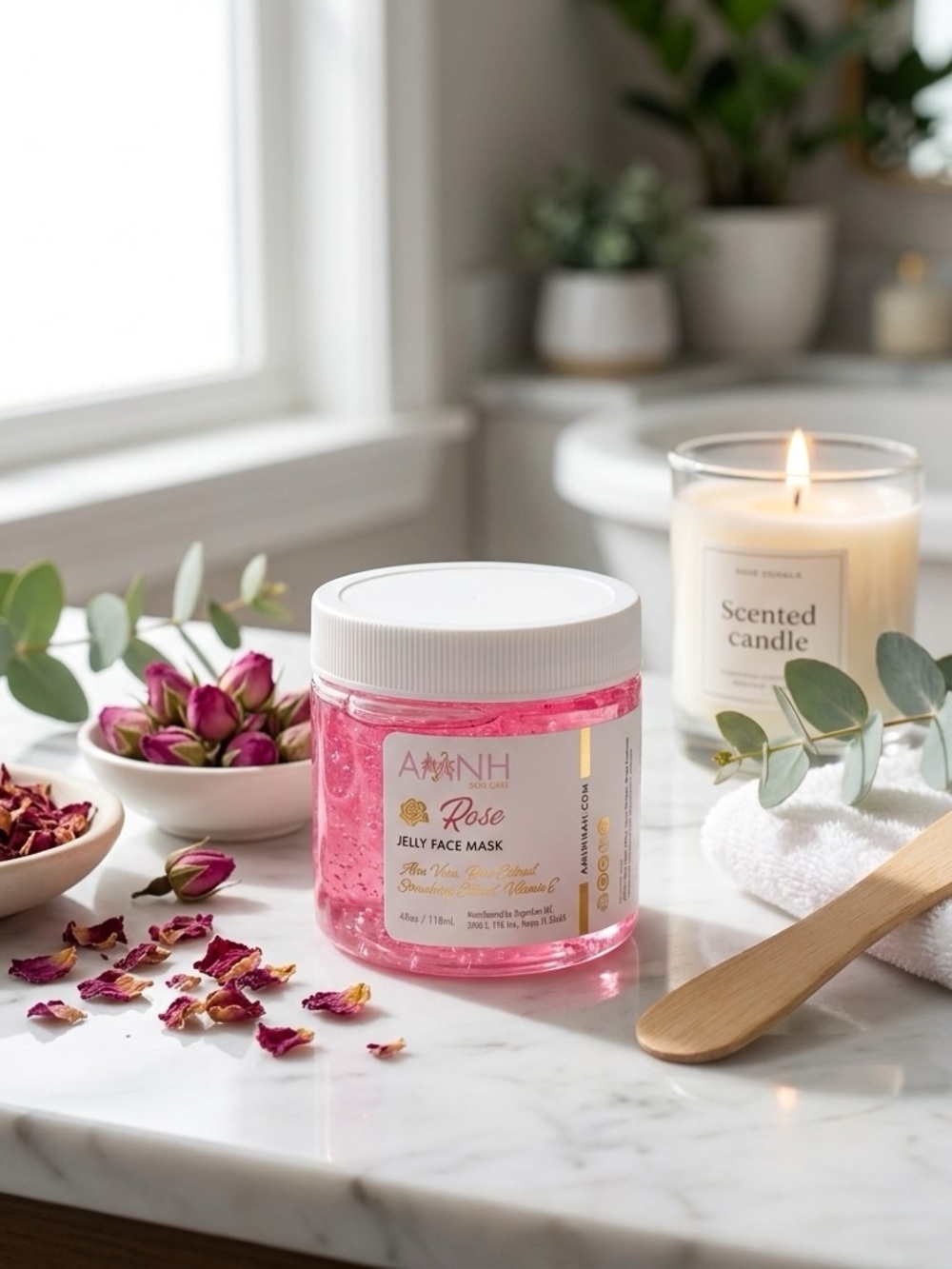 Aminnah- Rose Jelly Face Mask - Pink Hydrating Gel 4oz